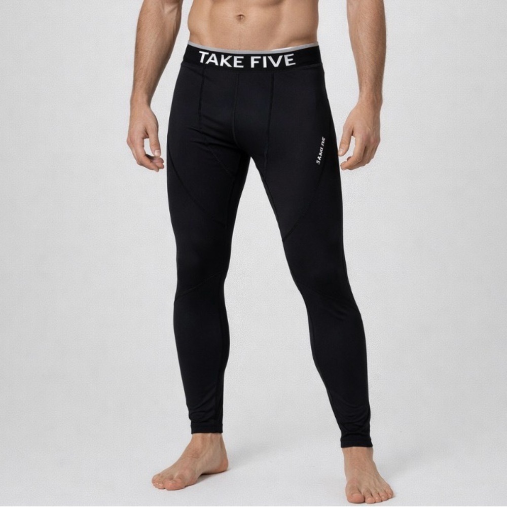 Take Five Black Athletic Leggings compression black training tights SZ XL